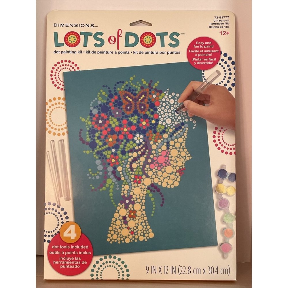 Dimensions Lots Of Dots Girl Portrait Dot Painting Kit BRAND NEW SEALED 9" X 12"
